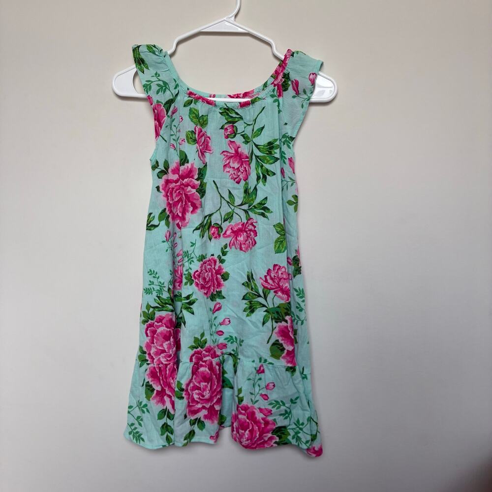 Gymboree Floral Swim Cover Up Girls Size 10 Aqua Pink Beach Dress